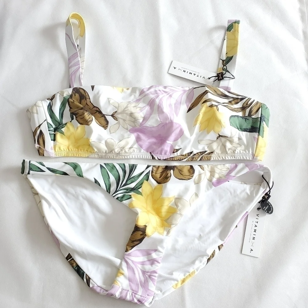 New Vitamin A Nico California Bikini Top & Bottom Swim Set NWT Size 8